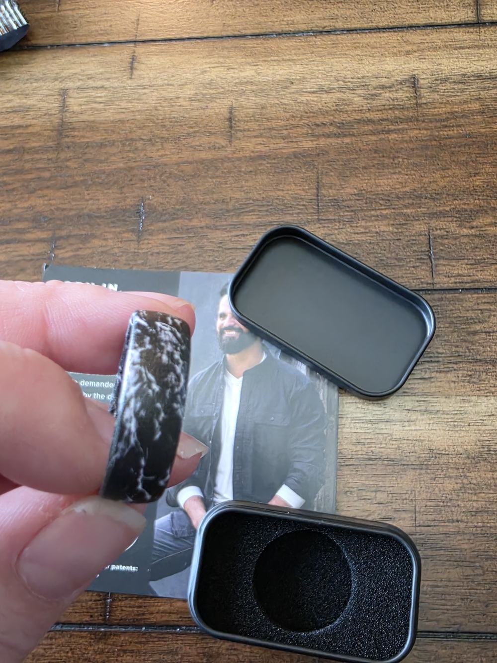 Men's Black Marble Silicone Ring - Unbranded